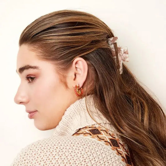 Haarclip 'Marmer' bruin