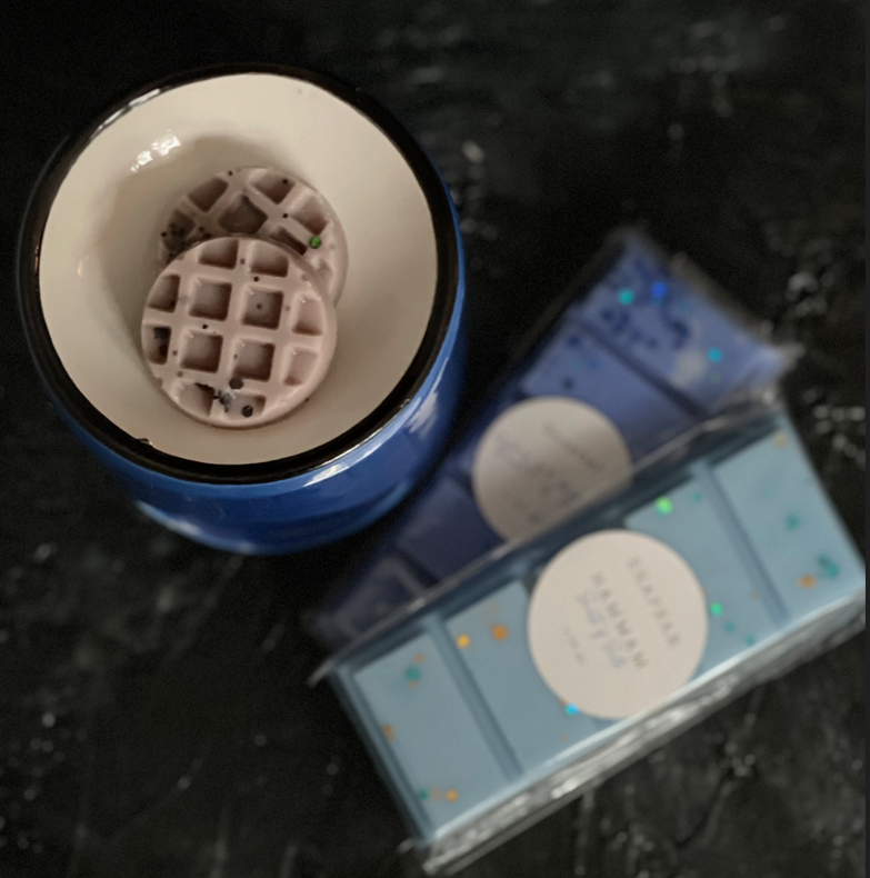 Geurbrander Blauw Wax brander Waxsmelter Oliebrander Olie brander waxbrander Snapbar waxmelts wax melts wax melt waxmelt Miniblok
