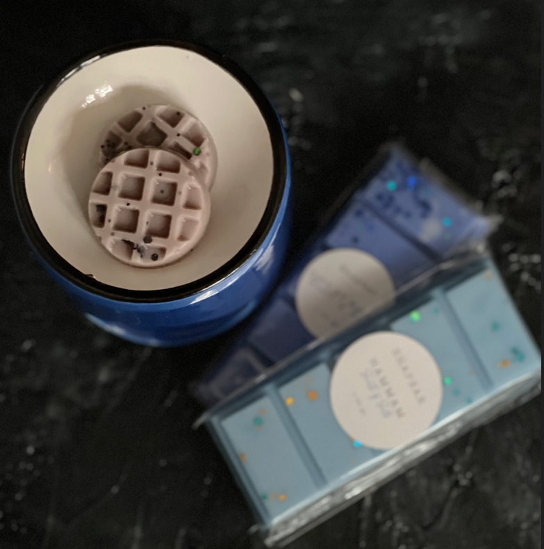 Geurbrander Blauw Wax brander Waxsmelter Oliebrander Olie brander  waxbrander Snapbar waxmelts wax melts wax melt waxmelt Miniblok